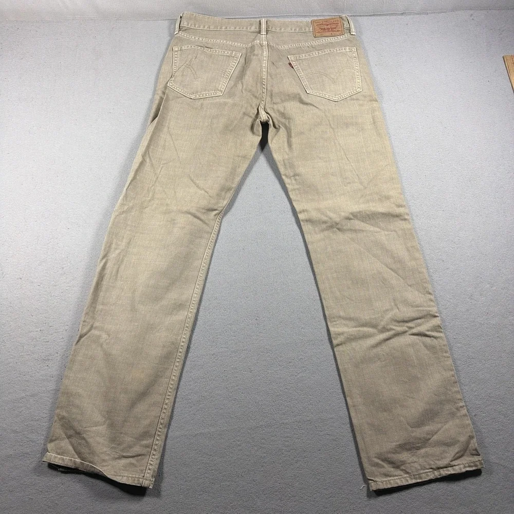 Vintage Levis 505 Jeans Mens 34x34 Beige Light Wash Straight Regular Fit Denim
